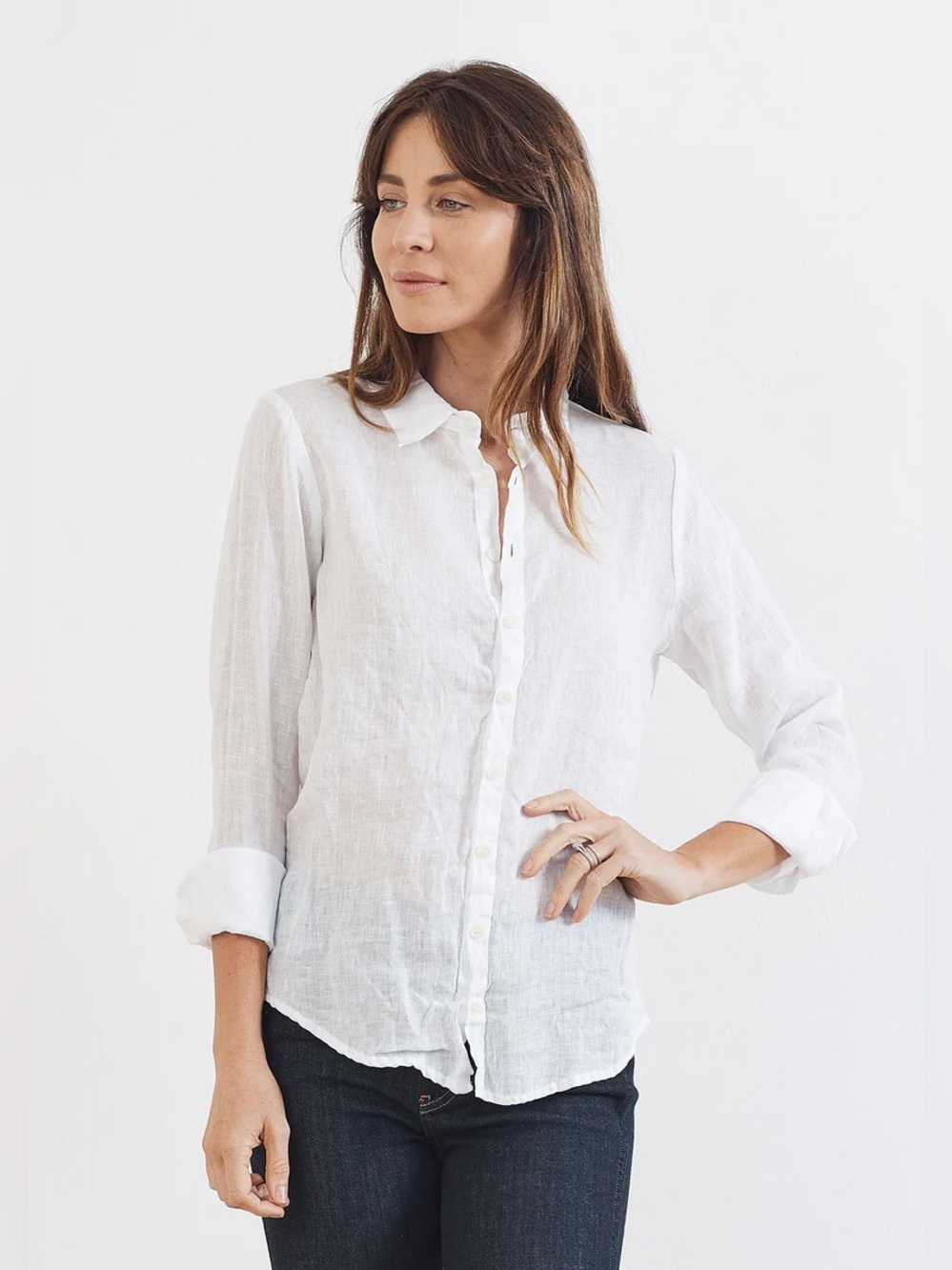 Kiwi Romy long sleeve linen button down shirt